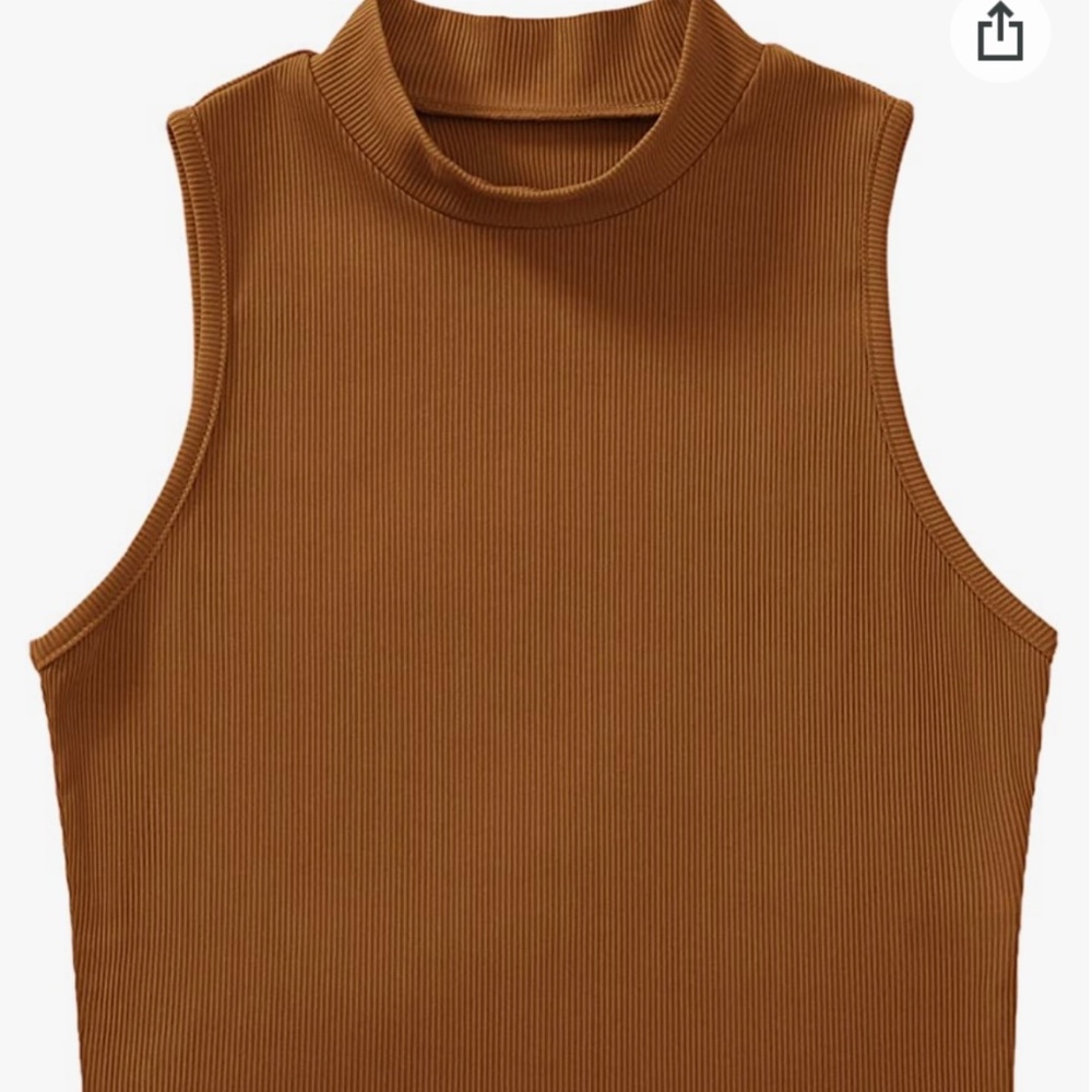 SheIn Women's Sleeveless Mock Neck Rib Knit Crop Tank Top